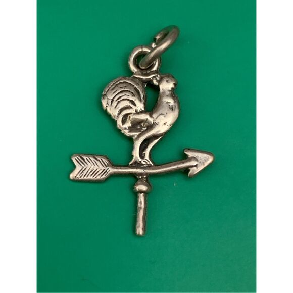 Rooster Weathervane Sterling Silver Jewelry Charm #farm - Picture 2 of 3